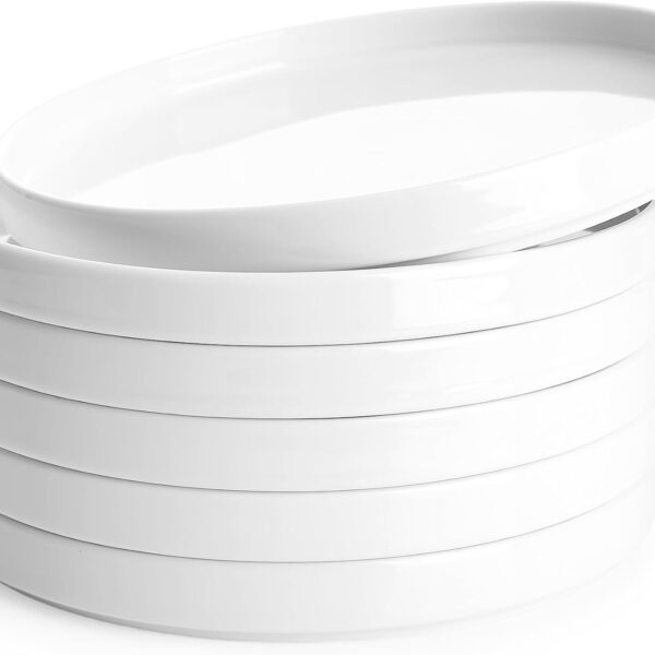 Porcelain Flat Dessert Plates Set of 6-7.8 Inch Salad Plates for Kitchen, Small Appetizer, Small Dish Set, Microwave & Dishwasher Safe, Scratch Resistant - Elegant White Glaze