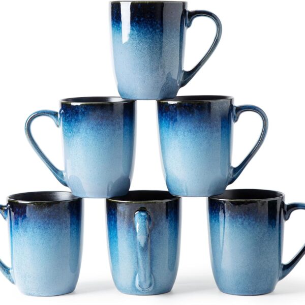 14 OZ Coffee Mugs Set of 6, Modern Large Ceramic Coffee Mugs Set with handle for Tea/Latte/Milk/Cocoa, Funny Tea Cups for Office and Home, Engagement Gifts…
