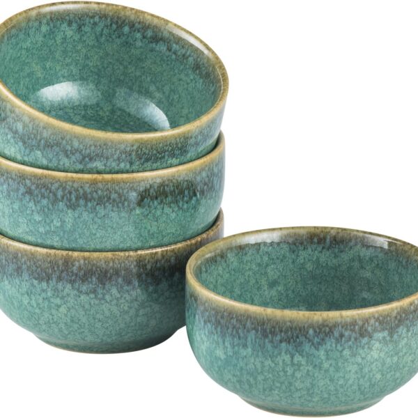 8 OZ Dessert Bowls Set - Small Side Dish Serving Bowls Bowls for Ice Cream, Rice, Dipping, Snacks, Portion Control, Dishwasher & Microwave Safe - Reactive Green