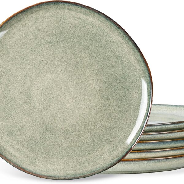 Ceramic Plates Set of 6,8.5 Inch Stoneware Small Dinner Plates Set | Handmade Reactive Glaze Rustic Plates s for Dessert,Salad,Appetizer,Dinner ,Microwave & Dishwasher Safe,Scratch Resistant